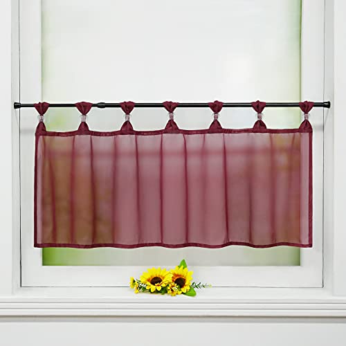 Delien Uni Scheibengardine Voile Bistrogardinen mit Schlaufen Küche Kurzstore Einfarbige Transparente Kurzgardine Cafe Stores Gardine Kurzer Vorhang BxH 120x30cm,Weinrot Delien Uni Scheibengardine Voile Bistrogardinen mit Schlaufen Küche Kurzstore Einfarbige Transparente Kurzgardine Cafe Stores Gardine Kurzer Vorhang BxH 120x30cm,Weinrot von Delien