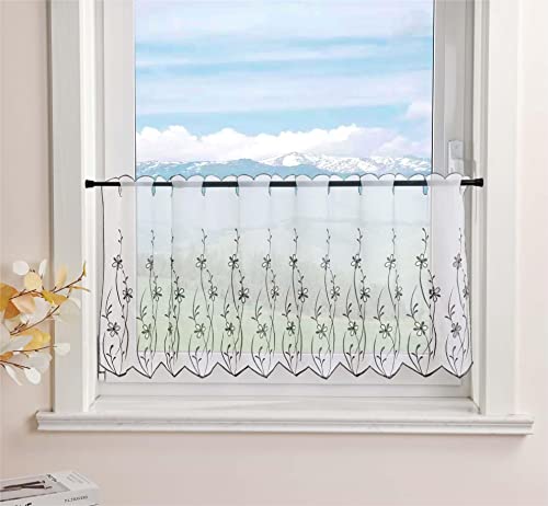 Delien Voile Bistrogardinen für Küche Transparente Scheibengardine Landhaus Kurz Gardine Modern »Blumenzweig« Stores Schals Bestickt Vorhang mit Tunnelzug BxH 120x60cm,Grau Delien Voile Bistrogardinen für Küche Transparente Scheibengardine Landhaus Kurz Gardine Modern »Blumenzweig« Stores Schals Bestickt Vorhang mit Tunnelzug BxH 120x60cm,Grau von Delien