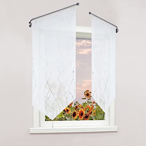 Delien Voile Scheibengardine Modern Kurzstores Türgardine Bistrogardinen mit Wellenmuster »Rinnsal« Küche Kurz Gardine mit Quaste Panneaux Vorhang mit Durchstangenzug 1 St. BxH 80x150cm,Silber Delien Voile Scheibengardine Modern Kurzstores Türgardine Bistrogardinen mit Wellenmuster »Rinnsal« Küche Kurz Gardine mit Quaste Panneaux Vorhang mit Durchstangenzug 1 St. BxH 80x150cm,Silber von Delien