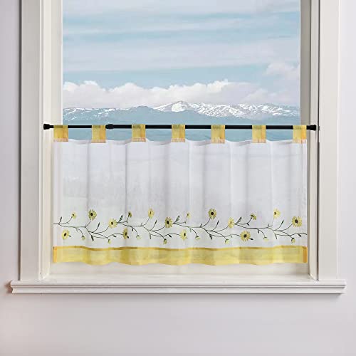 Delien Voile Scheibengardine Transparente Bistrogardinen Landhaus Kurz Vorhang Modern »Daisy« Kurzstores mit Blumenstickerei Küchengardinen mit Schlaufen BxH 120x30cm,Gelb Delien Voile Scheibengardine Transparente Bistrogardinen Landhaus Kurz Vorhang Modern »Daisy« Kurzstores mit Blumenstickerei Küchengardinen mit Schlaufen BxH 120x30cm,Gelb von Delien