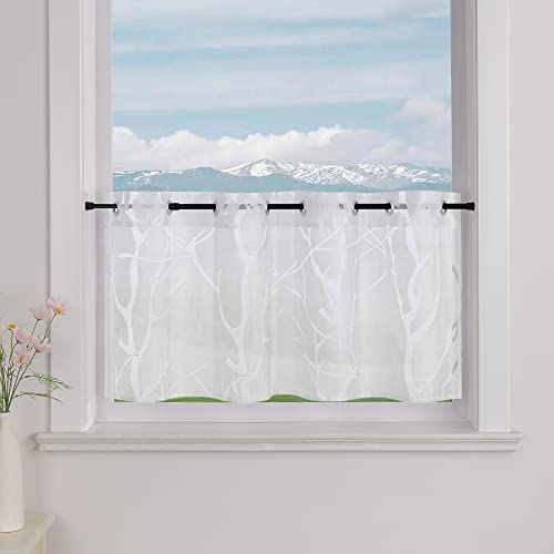 Delien Voile Scheibengardine mit Ösen Bistrogardinen Landhaus für Küche Transparente Kurzstores Modern Gardine »Zweig« Klein Fenster Kurz Vorhang BxH 120x30cm,Weiß Delien Voile Scheibengardine mit Ösen Bistrogardinen Landhaus für Küche Transparente Kurzstores Modern Gardine »Zweig« Klein Fenster Kurz Vorhang BxH 120x30cm,Weiß von Delien
