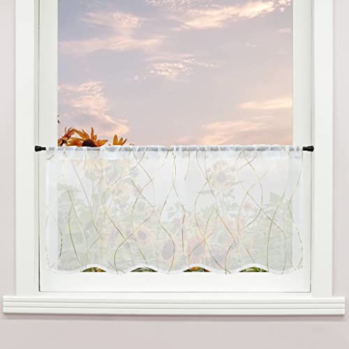 Delien Voile Scheibengardine mit Tunnelzug Landhaus Transparente Bistrogardinen Modern Küche Kurz Gardine »Rinnsal« Kurzstores Wohnzimmer Schals Vorhang BxH 120x45cm,Gold Delien Voile Scheibengardine mit Tunnelzug Landhaus Transparente Bistrogardinen Modern Küche Kurz Gardine »Rinnsal« Kurzstores Wohnzimmer Schals Vorhang BxH 120x45cm,Gold von Delien