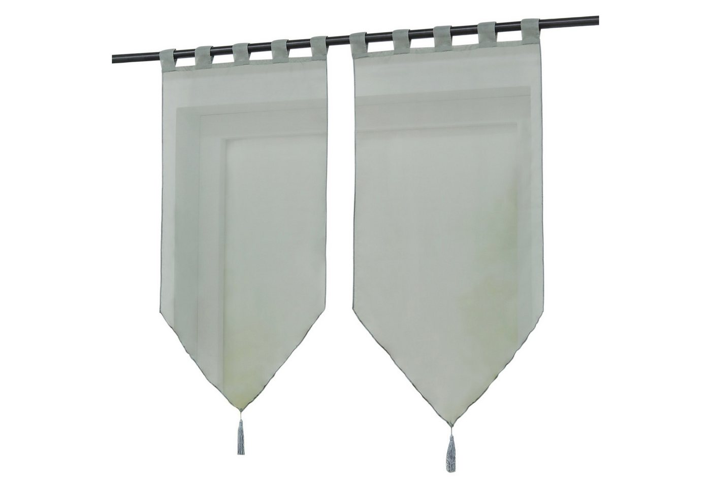 Scheibengardine Uni, Delien, Schlaufen (2 St), Voile mit Quaste von Delien