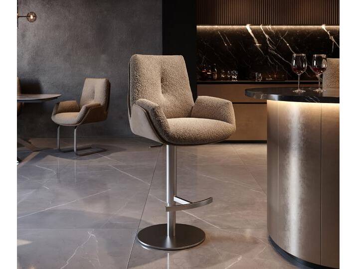 Barstuhl Clea-Flex Materialmix Schlamm Drehfuß höhenverstellbar Edelstahl drehbar, Barstühle Barstuhl Clea-Flex Materialmix Schlamm Drehfuß höhenverstellbar Edelstahl drehbar, Barstühle von Delife