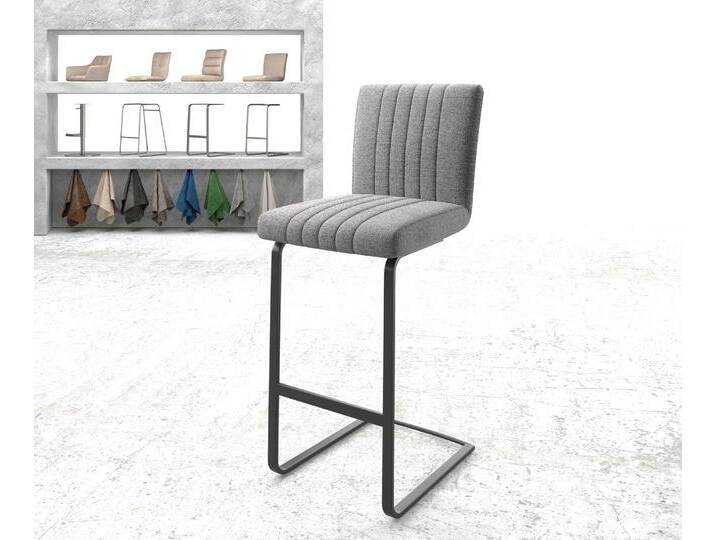 Barstuhl Luiga-Flex Strukturstoff Hellgrau Freischwinger flach Metall, Barstühle von Delife