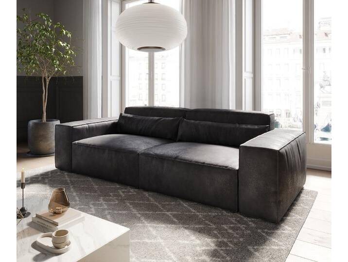 Big-Sofa Sirpio 230x90 cm Lederimitat Vintage Anthrazit, Big Sofas von Delife