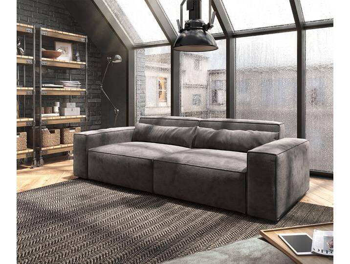 Big-Sofa Sirpio 230x90 cm Mikrofaser Khakibraun mit Hocker, Big Sofas von Delife