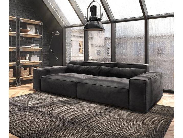 Big-Sofa Sirpio XL 270x130 cm Mikrofaser Schwarz, Big Sofas von Delife