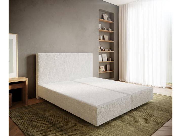 Boxspringgestell Dream-Well 180x200 cm Bouclé Creme-Weiß, Boxspringbetten von Delife