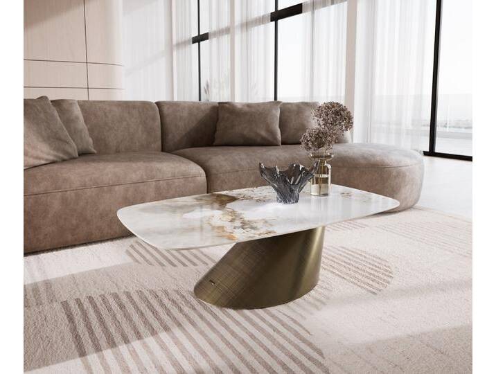 Couchtisch Edge Boot 120x70 cm Keramik Minas Melange Conis Metallic Gold, Couchtische von Delife