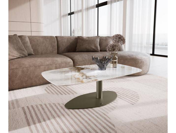 Couchtisch Edge Boot 120x70 cm Keramik Minas Melange Vibany Metall Effektfinish Titan, Couchtische von Delife