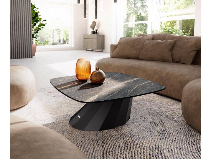 Couchtisch Edge Boot 90x90 cm Keramik Laminam® Noir Desir Braun Parabi Metall Schwarz, Couchtische von Delife