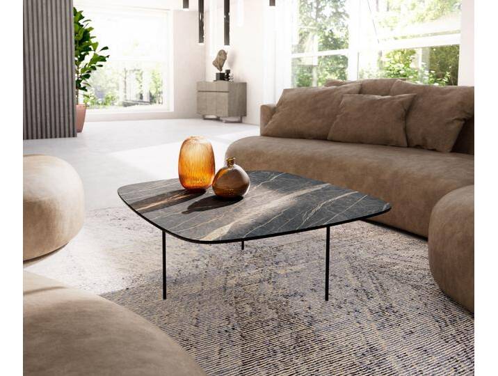 Couchtisch Edge Boot 90x90 cm Keramik Laminam® Noir Desir Braun Trive Metall Schwarz, Couchtische von Delife