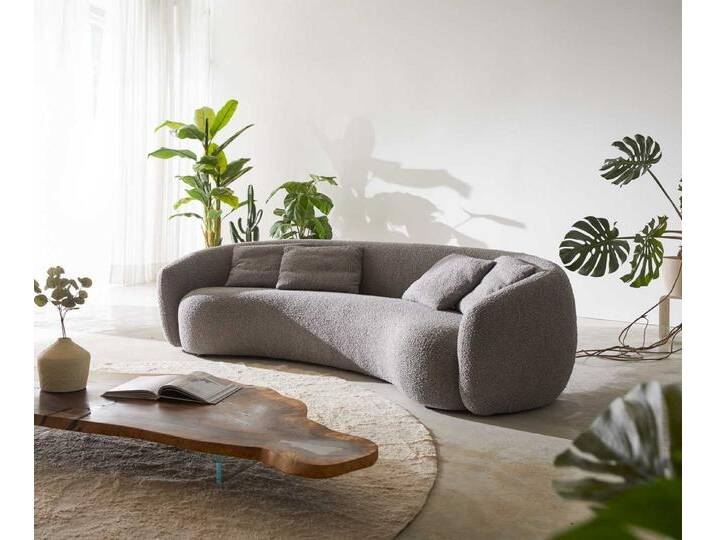 DELIFE 3-Sitzer Larna, Bouclé Silbergrau 260x120 cm 3-Sitzer, grau silberfarben, Silbergrau von Delife