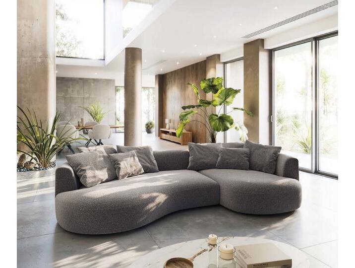 DELIFE Big-Sofa Edina, Bouclé Silbergrau 330x170 cm, grau silberfarben, Silbergrau von Delife