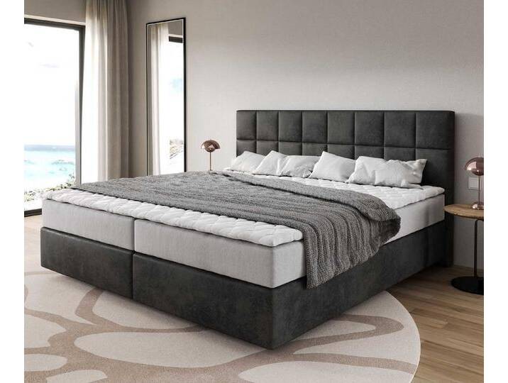 DELIFE Boxspringbett Dream-Fine, Mikrofaser Anthrazit Vintage 200x200 cm mit Taschenfederkernmatratze u, grau, Mikrofaserstoff, wendbare Taschen-Federkernmatratze DELIFE Boxspringbett Dream-Fine, Mikrofaser Anthrazit Vintage 200x200 cm mit Taschenfederkernmatratze u, grau, Mikrofaserstoff, wendbare Taschen-Federkernmatratze von Delife