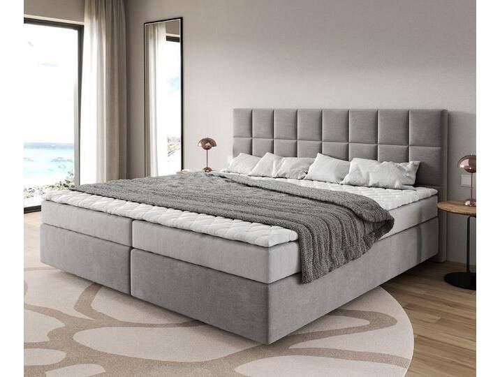 DELIFE Boxspringbett Dream-Fine, Mikrofaser Grau 200x200 cm Bonell-Matratze PU-Topper, grau, Mikrofaserstoff, Bonell-Federkernmatratze , 2 , 2 DELIFE Boxspringbett Dream-Fine, Mikrofaser Grau 200x200 cm Bonell-Matratze PU-Topper, grau, Mikrofaserstoff, Bonell-Federkernmatratze , 2 , 2 von Delife
