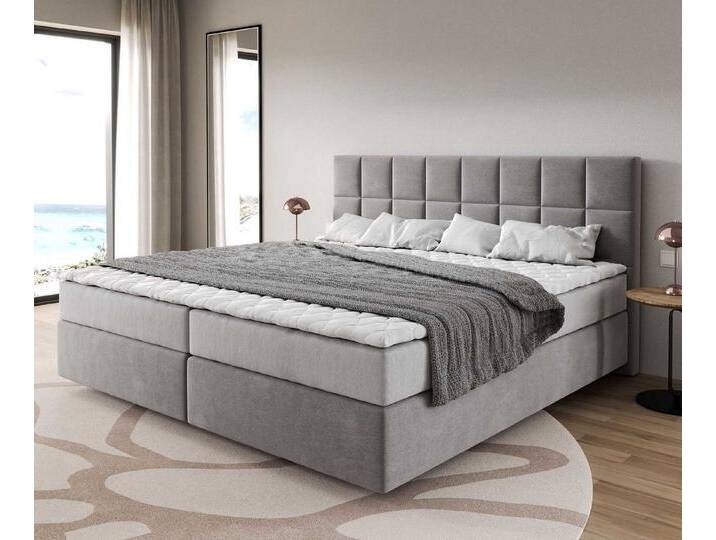 DELIFE Boxspringbett Dream-Fine, Mikrofaser Grau 200x200 cm mit Taschenfederkernmatratze und Topper Vis, grau, Mikrofaserstoff, wendbare Taschen-Federkernmatratze DELIFE Boxspringbett Dream-Fine, Mikrofaser Grau 200x200 cm mit Taschenfederkernmatratze und Topper Vis, grau, Mikrofaserstoff, wendbare Taschen-Federkernmatratze von Delife