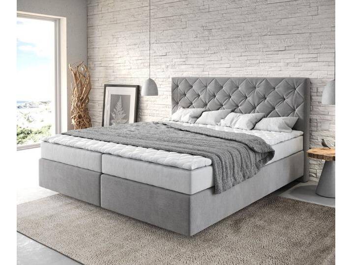 DELIFE Boxspringbett Dream-Great, Mikrofaser Grau 180x200 cm mit Matratze und Topper, grau, Mikrofaserstoff, Bonell-Federkernmatratze , H3 , H3 DELIFE Boxspringbett Dream-Great, Mikrofaser Grau 180x200 cm mit Matratze und Topper, grau, Mikrofaserstoff, Bonell-Federkernmatratze , H3 , H3 von Delife