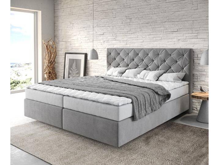 DELIFE Boxspringbett Dream-Great, Mikrofaser Grau 180x200 cm mit Matratze und Topper, grau, Mikrofaserstoff, Bonell-Federkernmatratze - H3 - H3 DELIFE Boxspringbett Dream-Great, Mikrofaser Grau 180x200 cm mit Matratze und Topper, grau, Mikrofaserstoff, Bonell-Federkernmatratze - H3 - H3 von Delife