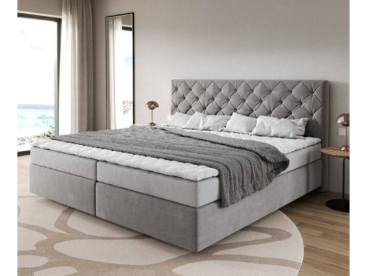 DELIFE Boxspringbett Dream-Great, Mikrofaser Grau 200x200 cm Bonell-Matratze PU-Topper, grau, Mikrofaserstoff, Bonell-Federkernmatratze , 2 , 2 DELIFE Boxspringbett Dream-Great, Mikrofaser Grau 200x200 cm Bonell-Matratze PU-Topper, grau, Mikrofaserstoff, Bonell-Federkernmatratze , 2 , 2 von Delife