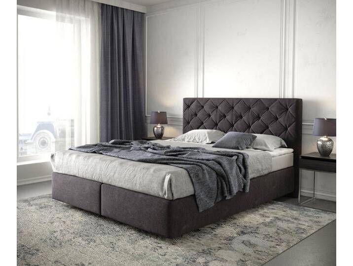 DELIFE Boxspringbett Dream-Great, Mikrofaser Schwarz 160x200 cm mit Matratze und Topper, schwarz, Mikrofaserstoff, Bonell-Federkernmatratze , H3 , H3 von Delife