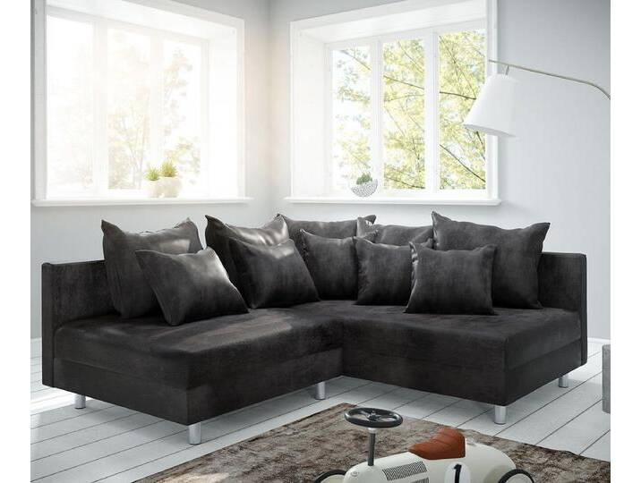 DELIFE Ecksofa Clovis, Anthrazit Antik Optik Ottomane Rechts Ecksofa Modulsofa, grau, Ohne Hocker, Anthrazit von Delife