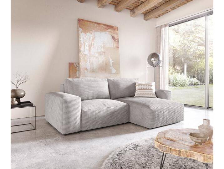 DELIFE Ecksofa Lanzo, L Cord Silbergrau 260x160 cm Recamiere variabel, grau silberfarben, ohne Hocker, Silbergrau von Delife