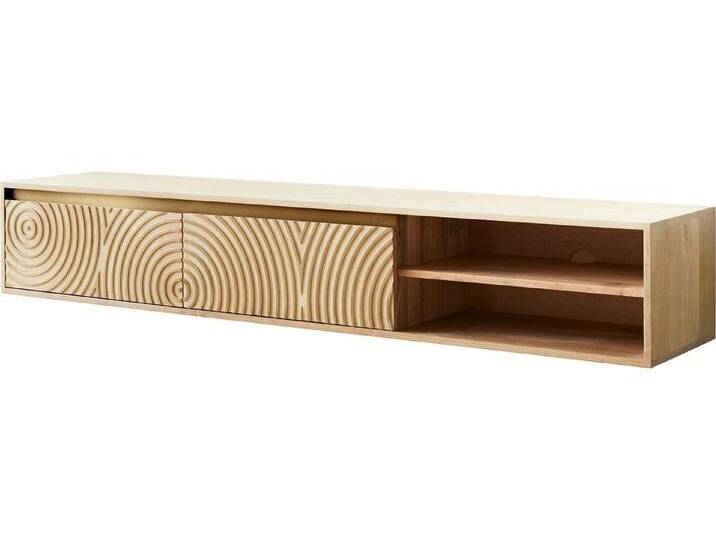 DELIFE Lowboard Budaya, Mango Natur 175 cm 2 Türen 2 Fächer schwebend Lowboard, beige, 2 Türen, 2 Fächer, Gestell: Wandbefestigung 2er Set Metall von Delife