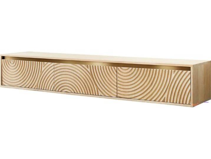 DELIFE Lowboard Budaya, Mango Natur 175 cm 3 Türen schwebend Lowboard, beige, 3 Türen, Gestell: Wandbefestigung 2er Set Metall von Delife