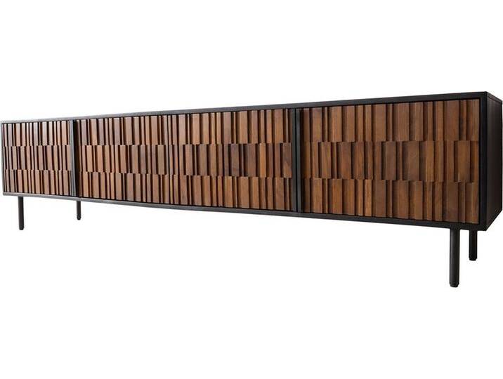 DELIFE Lowboard Kallam, Sheesham Walnuß Mango Schwarz Metall Schwarz 200 cm 4 Türen Lowboard, schwarz, Mango, Schwarz von Delife