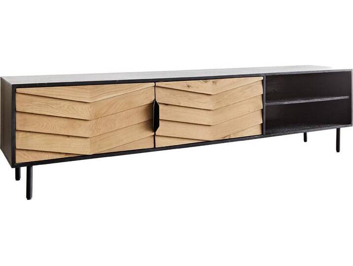 DELIFE Lowboard Muvi, Eiche Natur Mango Schwarz Metall Schwarz 200 cm 2 Türen 2 Fächer Lowbo, schwarz von Delife