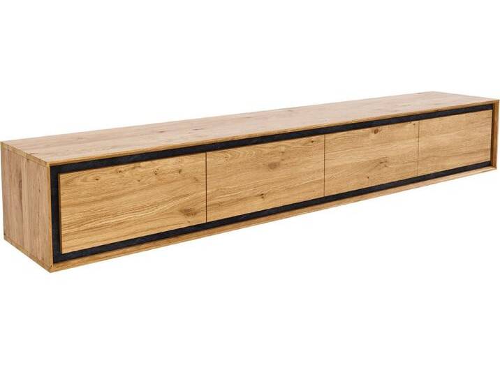 DELIFE Lowboard Stonegrace, Eiche Natur 200 cm 4 Türen Steinfurnier schwebend Lowboard, beige, Eiche, 4 Türen, Gestell: Wandbefestigung 2er Set Metall von Delife