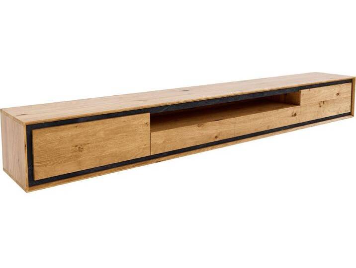 DELIFE Lowboard Stonegrace, Eiche Natur 240 cm 2 Türen 1 Fach 2 Schübe Steinfurnier Schwebend Lowb, beige, Eiche, 2 Türen, 2 Schubladen, 1 Fach mittig von Delife