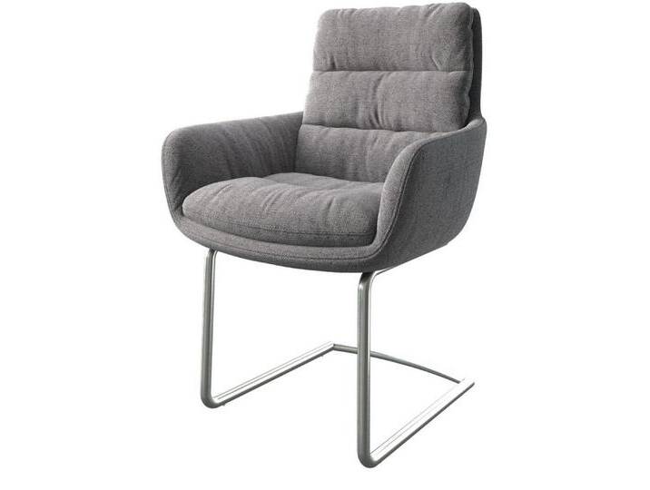 DELIFE Polsterstuhl Abelia-Flex, Armlehnen Freischwinger rund Edelstahl Struktur Hellgrau, grau, Strukturstoff , Edelstahl gebürstet DELIFE Polsterstuhl Abelia-Flex, Armlehnen Freischwinger rund Edelstahl Struktur Hellgrau, grau, Strukturstoff , Edelstahl gebürstet von Delife