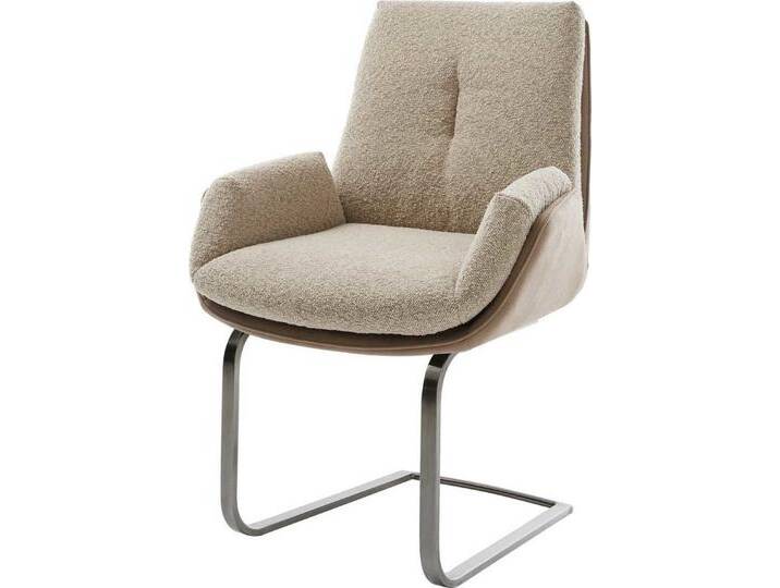 DELIFE Polsterstuhl Clea-Flex, Freischwinger flach Graphit Materialmix Schlamm, grau, Mikrofaserstoff , Edelstahl gebürstet, Freischwinger flach von Delife