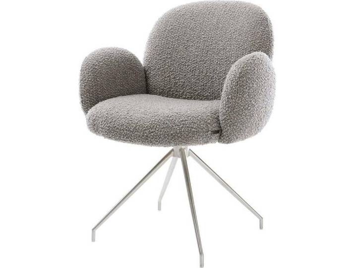 DELIFE Polsterstuhl Nube-Flex, mit Armlehnen Kreuzgestell konisch Edelstahl Bouclé Silbergrau 180° dr, grau silberfarben, Boucle , Edelstahl gebürstet DELIFE Polsterstuhl Nube-Flex, mit Armlehnen Kreuzgestell konisch Edelstahl Bouclé Silbergrau 180° dr, grau silberfarben, Boucle , Edelstahl gebürstet von Delife