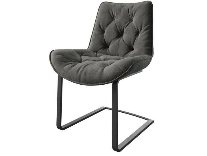 DELIFE Polsterstuhl Taimi-Flex, Freischwinger flach Schwarz Strukturstoff Anthrazit, grau, Strukturstoff , Metall, Freischwinger flach, Anthrazit von Delife
