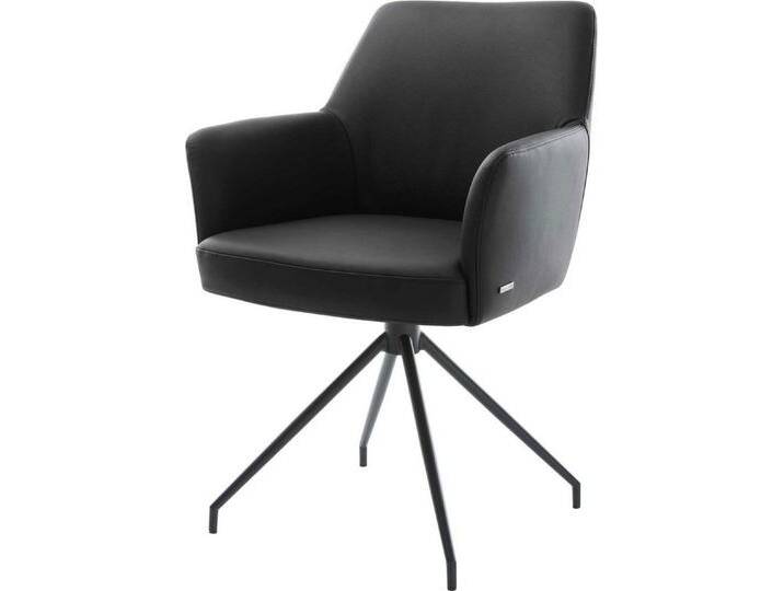 DELIFE Polsterstuhl Xana-Flex, mit Armlehnen Kreuzgestell konisch Schwarz Echt-Leder Schwarz 180° dre, schwarz, Echt Leder , Metall von Delife