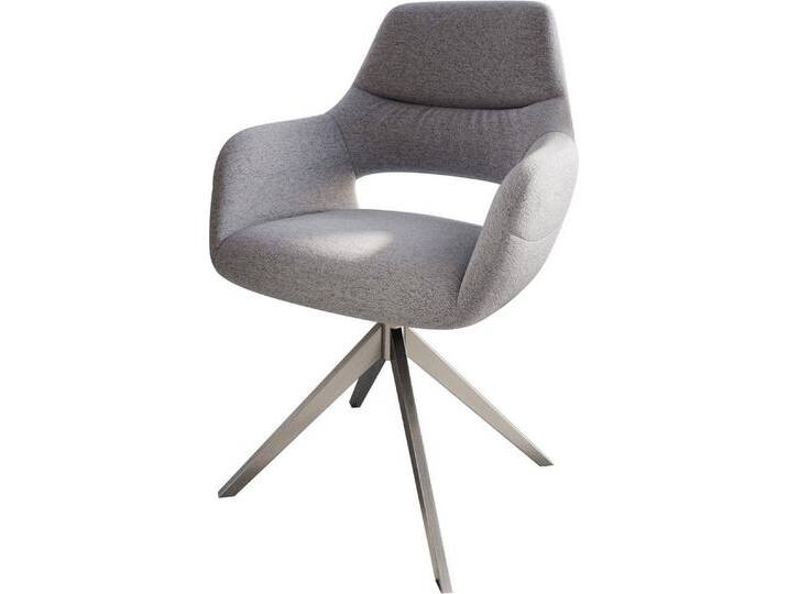 DELIFE Polsterstuhl Yago-Flex, Armlehnen Kreuzgestell breit Edelstahl Struktur Hellgrau 360°, grau, Strukturstoff , Edelstahl gebürstet DELIFE Polsterstuhl Yago-Flex, Armlehnen Kreuzgestell breit Edelstahl Struktur Hellgrau 360°, grau, Strukturstoff , Edelstahl gebürstet von Delife