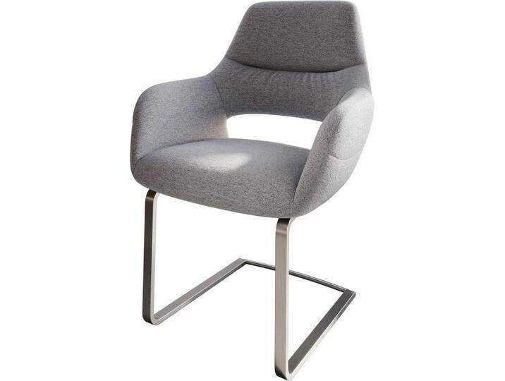 DELIFE Polsterstuhl Yago-Flex, mit Armlehnen Freischwinger flach Edelstahl Strukturstoff Hellgrau Tas, grau, Strukturstoff , Edelstahl gebürstet DELIFE Polsterstuhl Yago-Flex, mit Armlehnen Freischwinger flach Edelstahl Strukturstoff Hellgrau Tas, grau, Strukturstoff , Edelstahl gebürstet von Delife