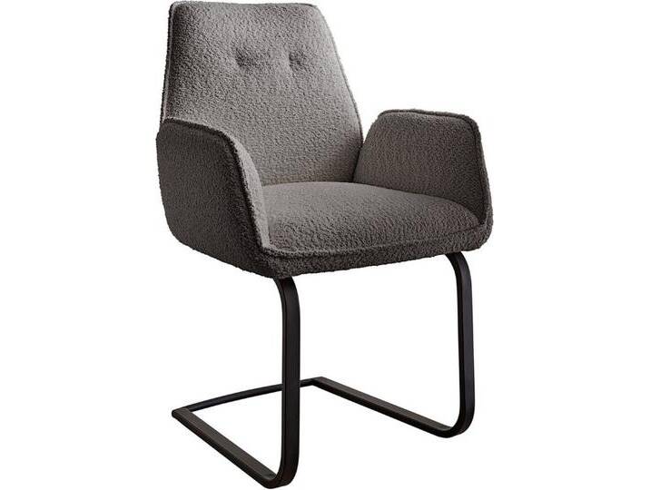 DELIFE Polsterstuhl Zoa-Flex, Freischwinger flach Schwarz Bouclé Grau, grau, Boucle , Metall, Freischwinger flach, Grau von Delife
