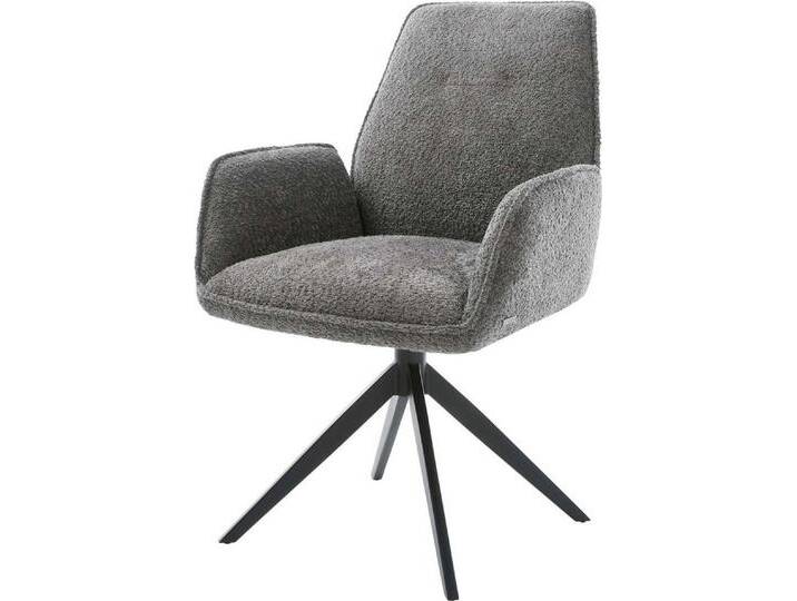 DELIFE Polsterstuhl Zoa-Flex, Kreuzgestell breit Schwarz Bouclé Grau 360° drehbar, grau, Boucle , Metall, Kreuzgestell breit, Grau von Delife