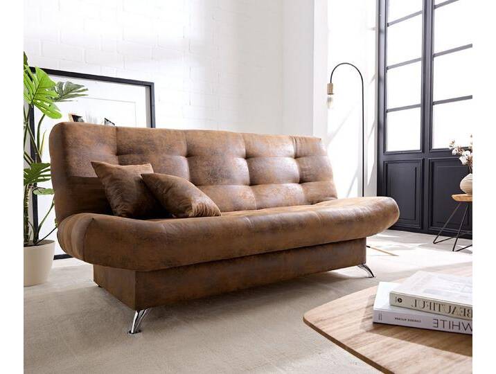 DELIFE Schlafsofa Viola, Braun 190x90 cm mit Bettkasten Schlaffunktion Schlafsofa, braun, Braun von Delife