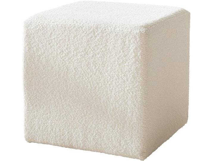 DELIFE Sitzhocker Dado, Bouclé Creme-Weiß 45x45 cm, weiß, Weiß von Delife