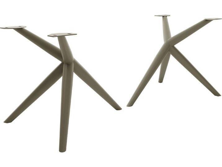 DELIFE Tischbein Estelar, rund Metall Effektfinish Titan (2er-Set), Metall, Titanfarbig von Delife