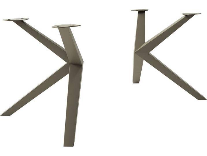 DELIFE Tischbein Zenthara, kantig Metall Effektfinish Titan (2er-Set), Metall, Titanfarbig von Delife