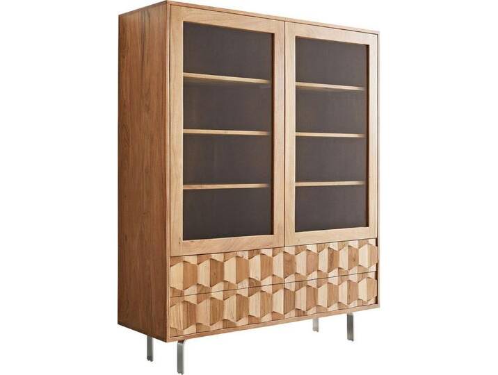 DELIFE Vitrine Fevo Akazie Natur 115x150 cm L-Fuß Vitrine, beige, Natur DELIFE Vitrine Fevo Akazie Natur 115x150 cm L-Fuß Vitrine, beige, Natur von Delife