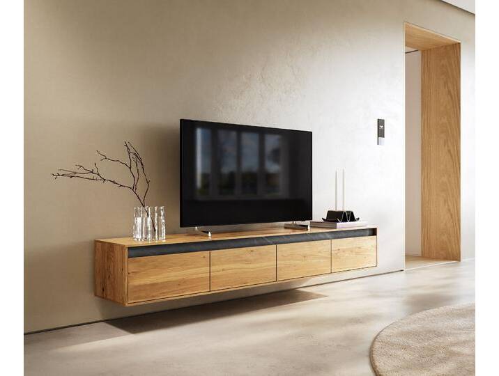 Designer-Lowboard Stonegrace 200 cm Eiche Natur Schiefer 4 Schübe Schwebend, Lowboards von Delife