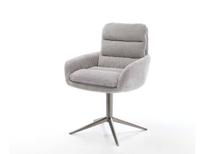 Drehstuhl Abelia-Flex mit Armlehnen Cord Silbergrau Fußkreuz Graphit 360° drehbar Wippfunktion, Esszimmerstühle Drehstuhl Abelia-Flex mit Armlehnen Cord Silbergrau Fußkreuz Graphit 360° drehbar Wippfunktion, Esszimmerstühle von Delife